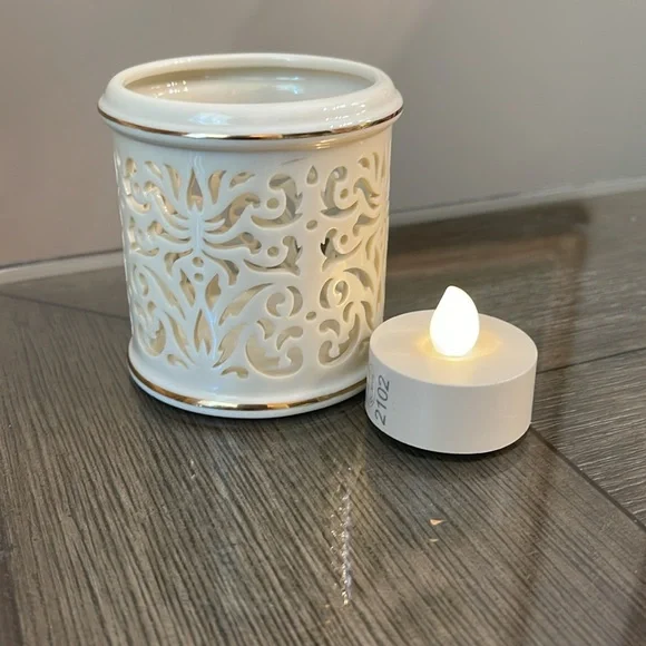 Illuminations By Lenox Collection Pierced Tealight Candle Holder with Candles - Picture 4 of 15